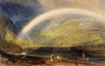 Rainbow Une vue sur le Rhin depuis Dunkholder Vineyard of Osterspey romantique Turner Peinture à l'huile
